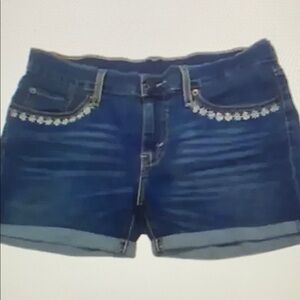 Embellished Blue Denim Shorts